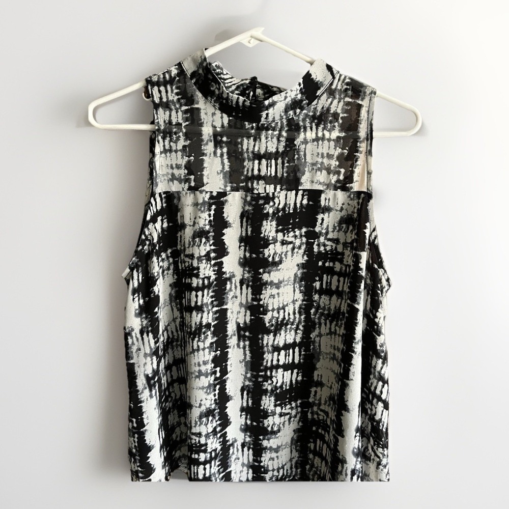 Peyton Jensen Black And White Sleeveless Blouse Women's M Dressy Or Casual